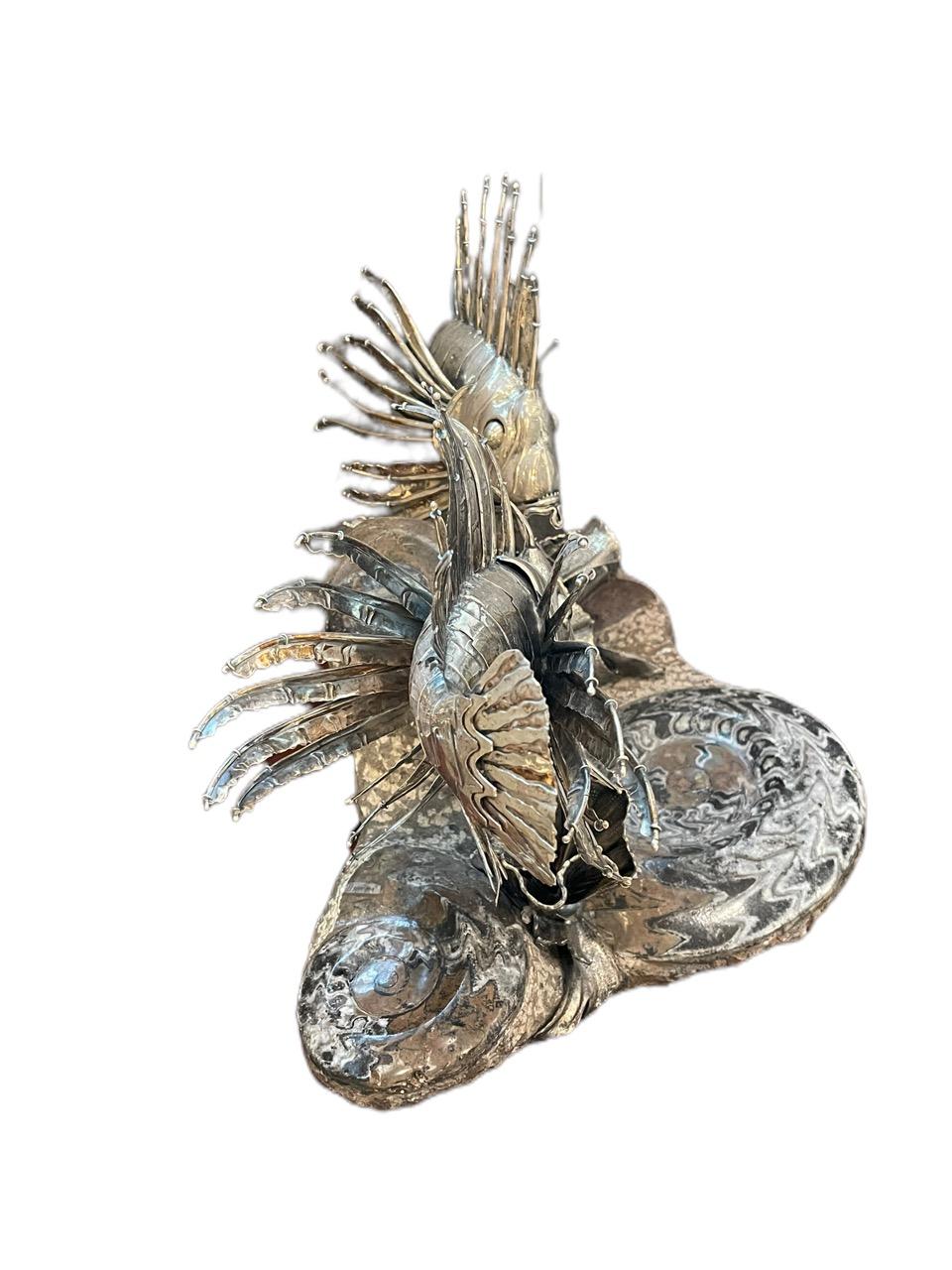 Buccellati coppia di pesci leone in argento del XX secolo, da Milano in vendita 10