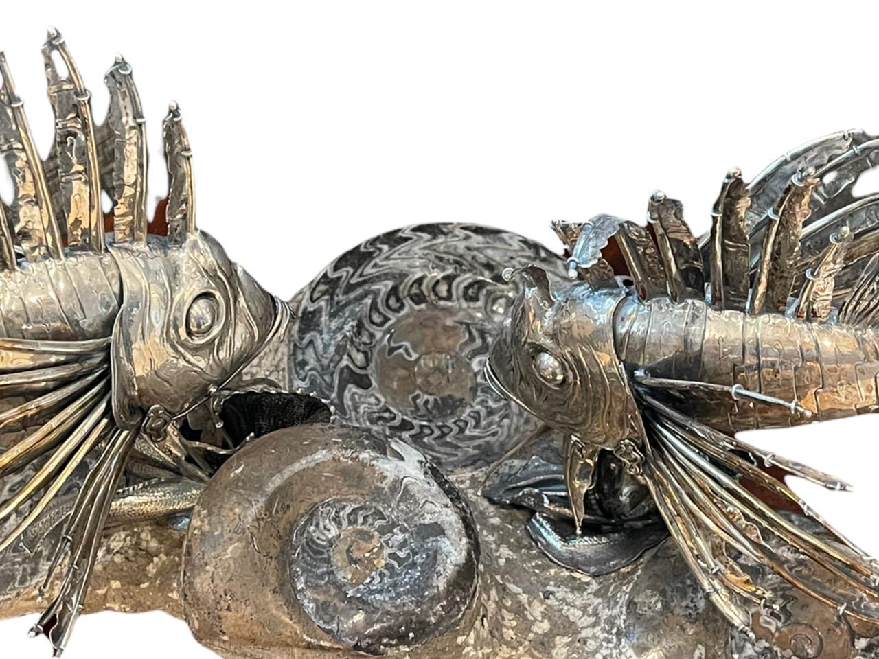 Buccellati pair of 20th Century, Italian Silver Lionfish, from Milan For Sale 12