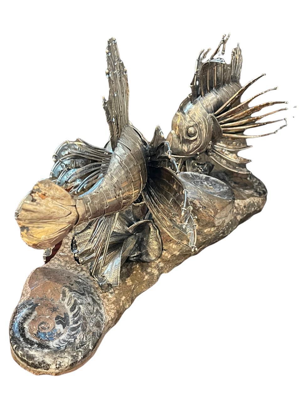 Buccellati pair of 20th Century, Italian Silver Lionfish, from Milan For Sale 13