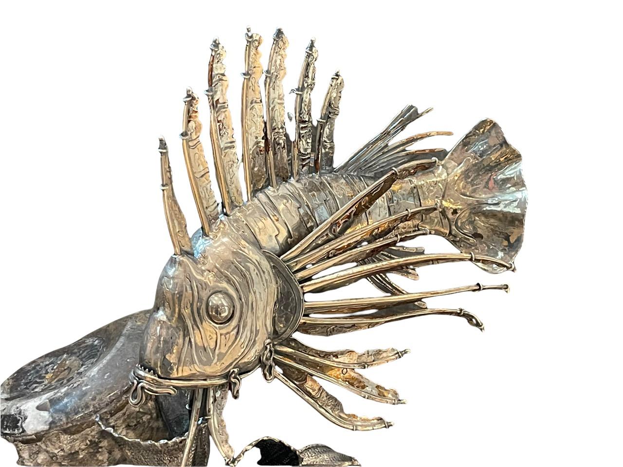 Buccellati pair of 20th Century, Italian Silver Lionfish, from Milan For Sale 2
