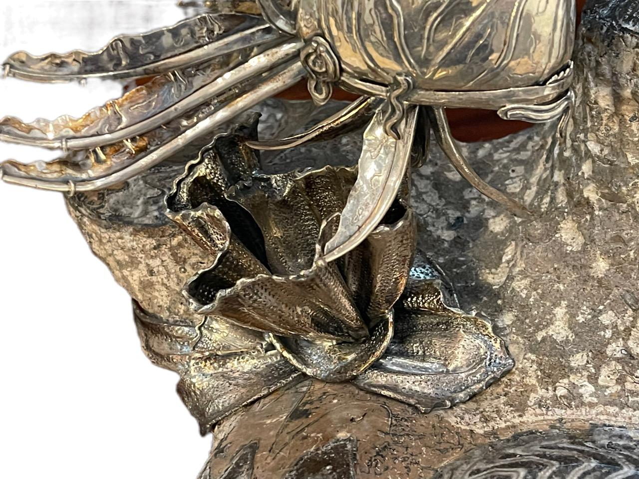 Buccellati coppia di pesci leone in argento del XX secolo, da Milano in vendita 4
