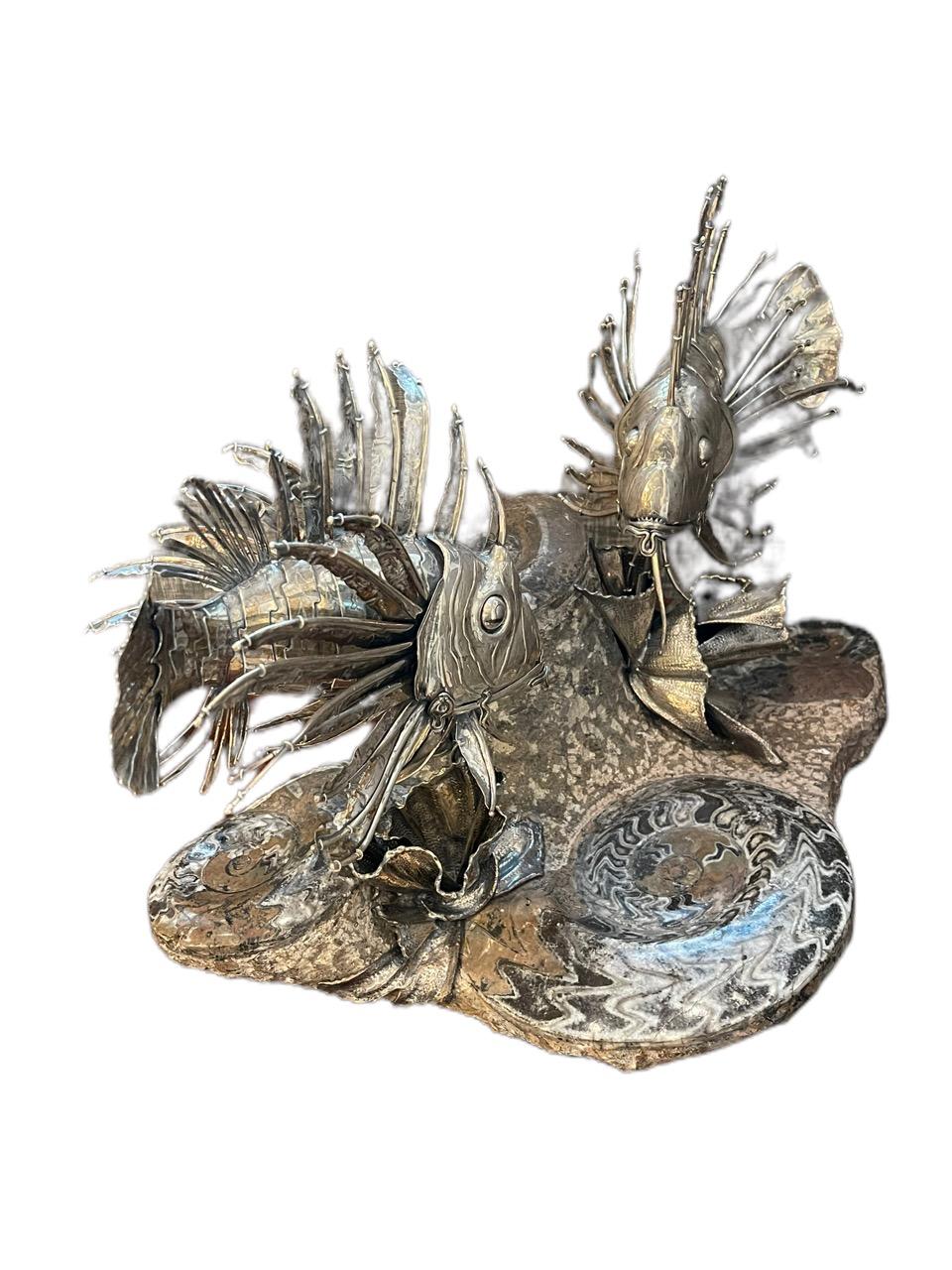 Buccellati pair of 20th Century, Italian Silver Lionfish, from Milan For Sale 5