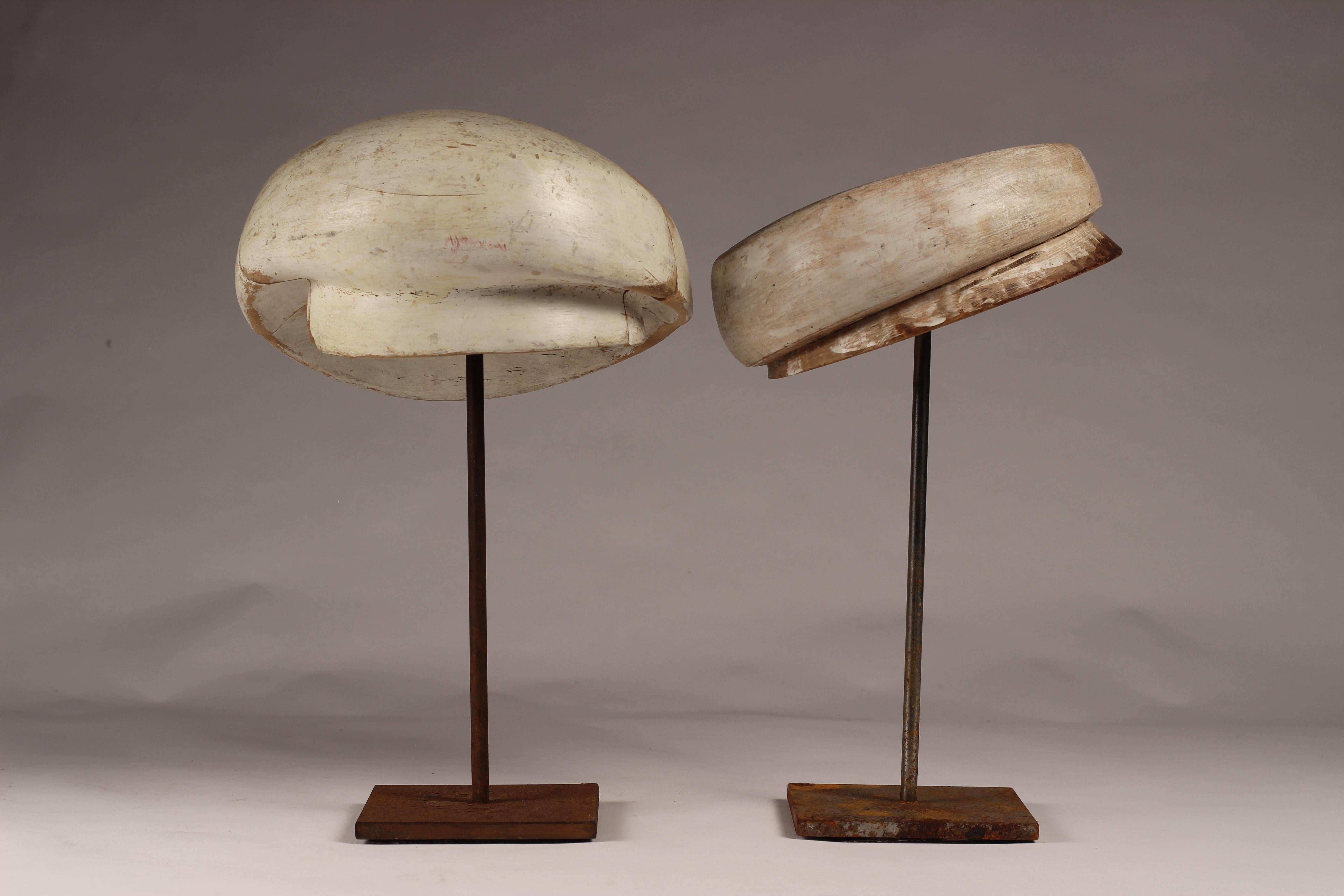Folk Art Pair of 20th Century Milliner Italian Hat Stands from Florence, Italy