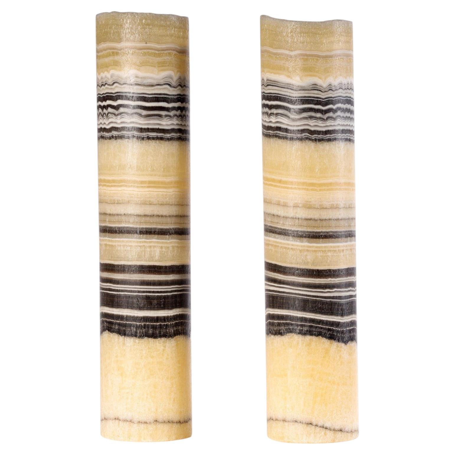 A Pair of 20th Century Onyx Table Lamps For Sale
