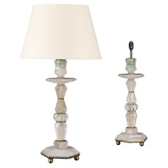 Ein Paar übergroße Bergkristall-Kerzenhalter-Tischlampen des 20.