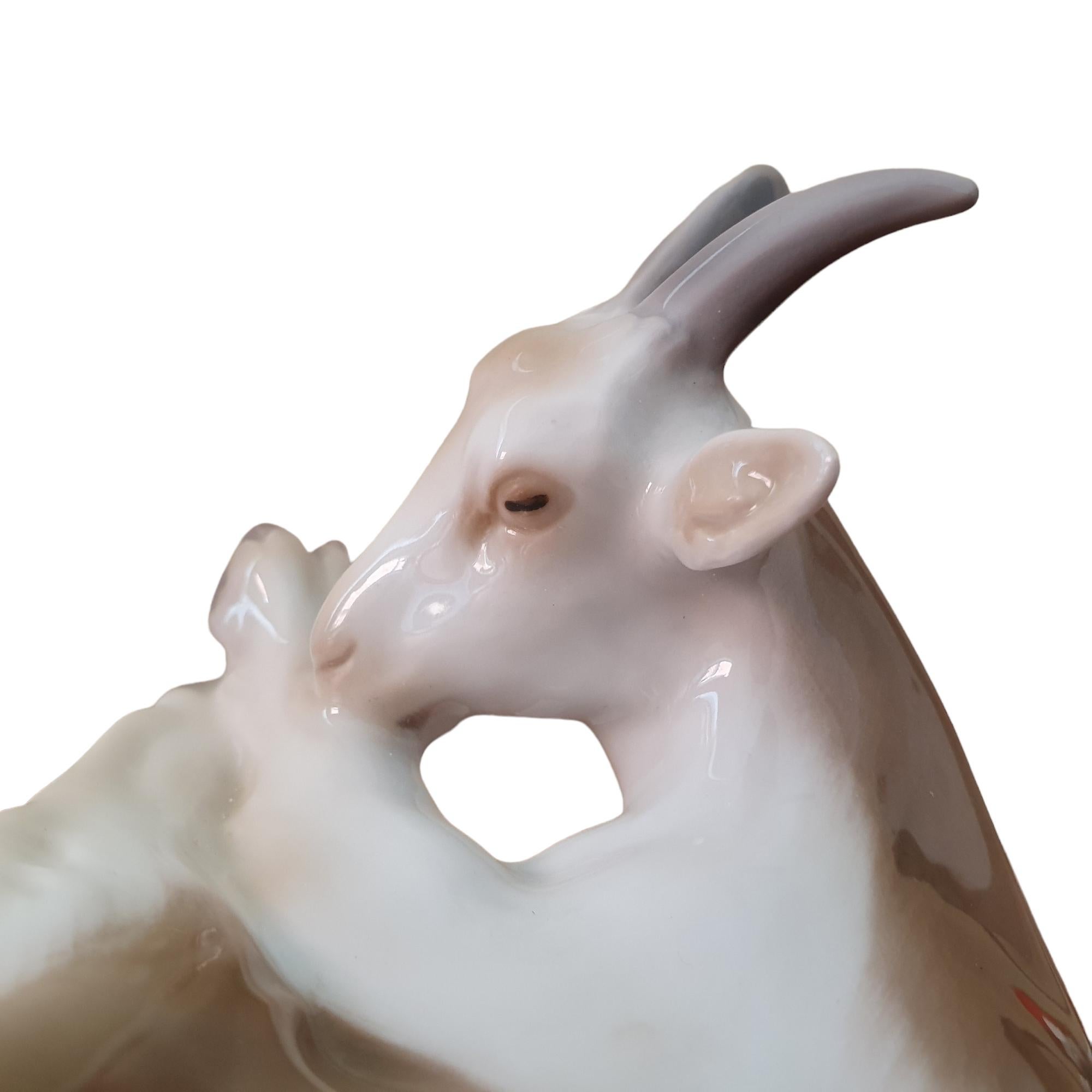 A pair of 20th Century Porcelain Goats by Bing & Grøndahl For Sale 5