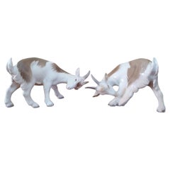 A pair of 20th Century Porcelain Goats by Bing & Grøndahl