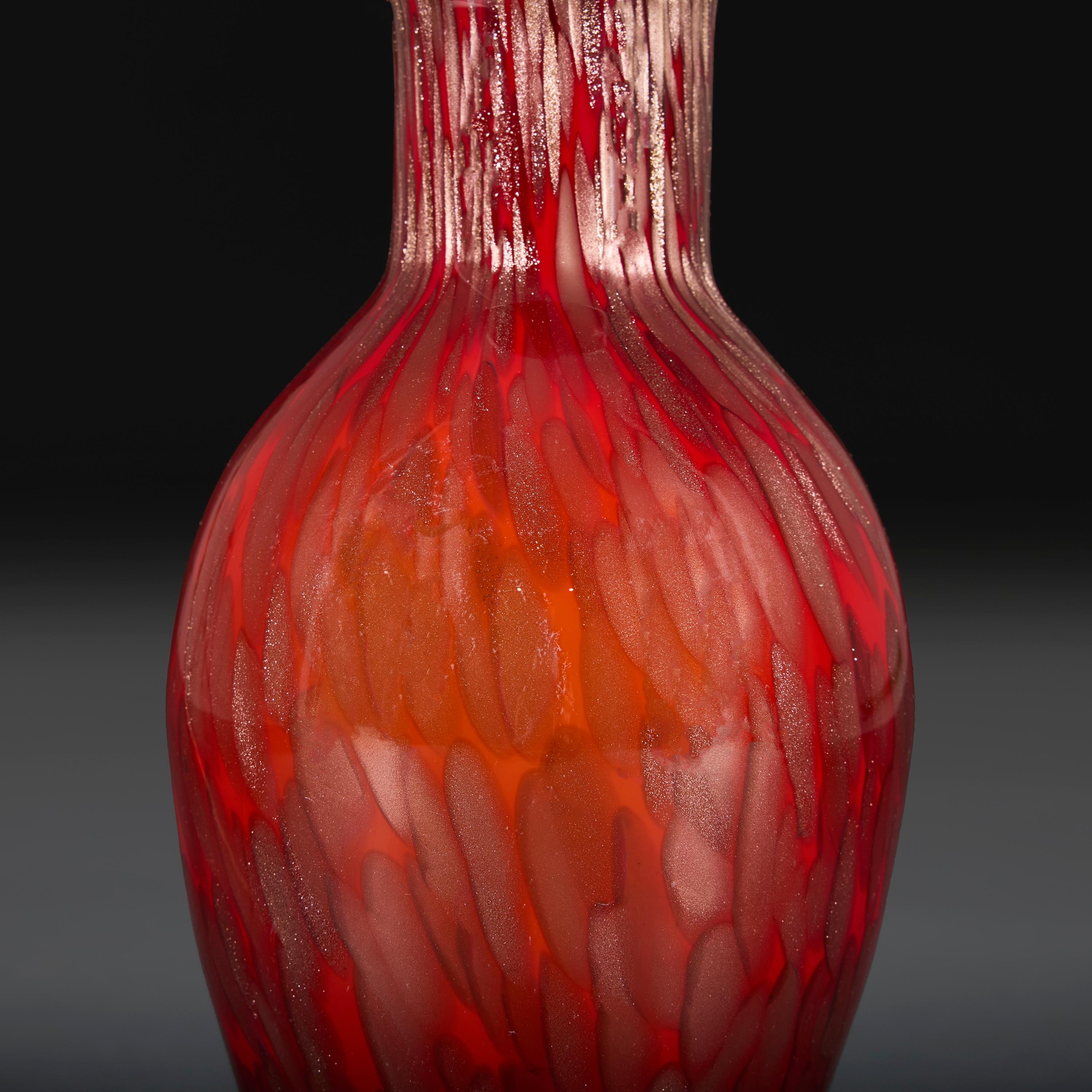 A Pair of 20th Century Red Tortoiseshell Murano Glass Lamps For Sale 1