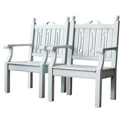 Used Pair of 20th Century Teak Garden Arm Chairs