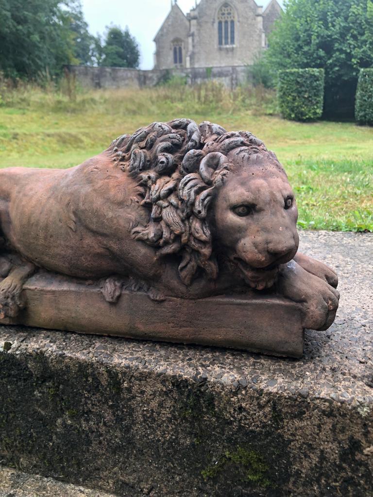 Pair of 20th Century Terracotta Canova Lions 6