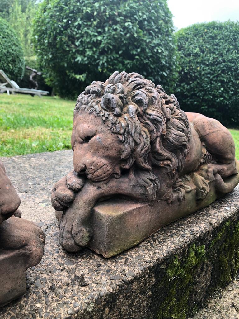 Pair of 20th Century Terracotta Canova Lions 9