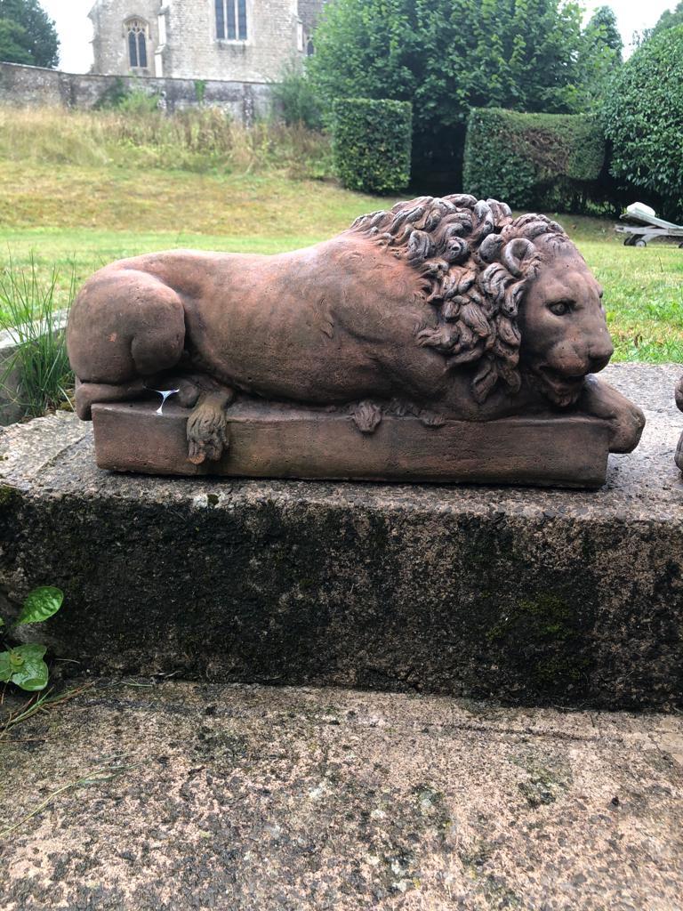 Pair of 20th Century Terracotta Canova Lions 2