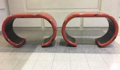 Pair of 20th Century Waterfall Console Tables in the Style of Karl Springer