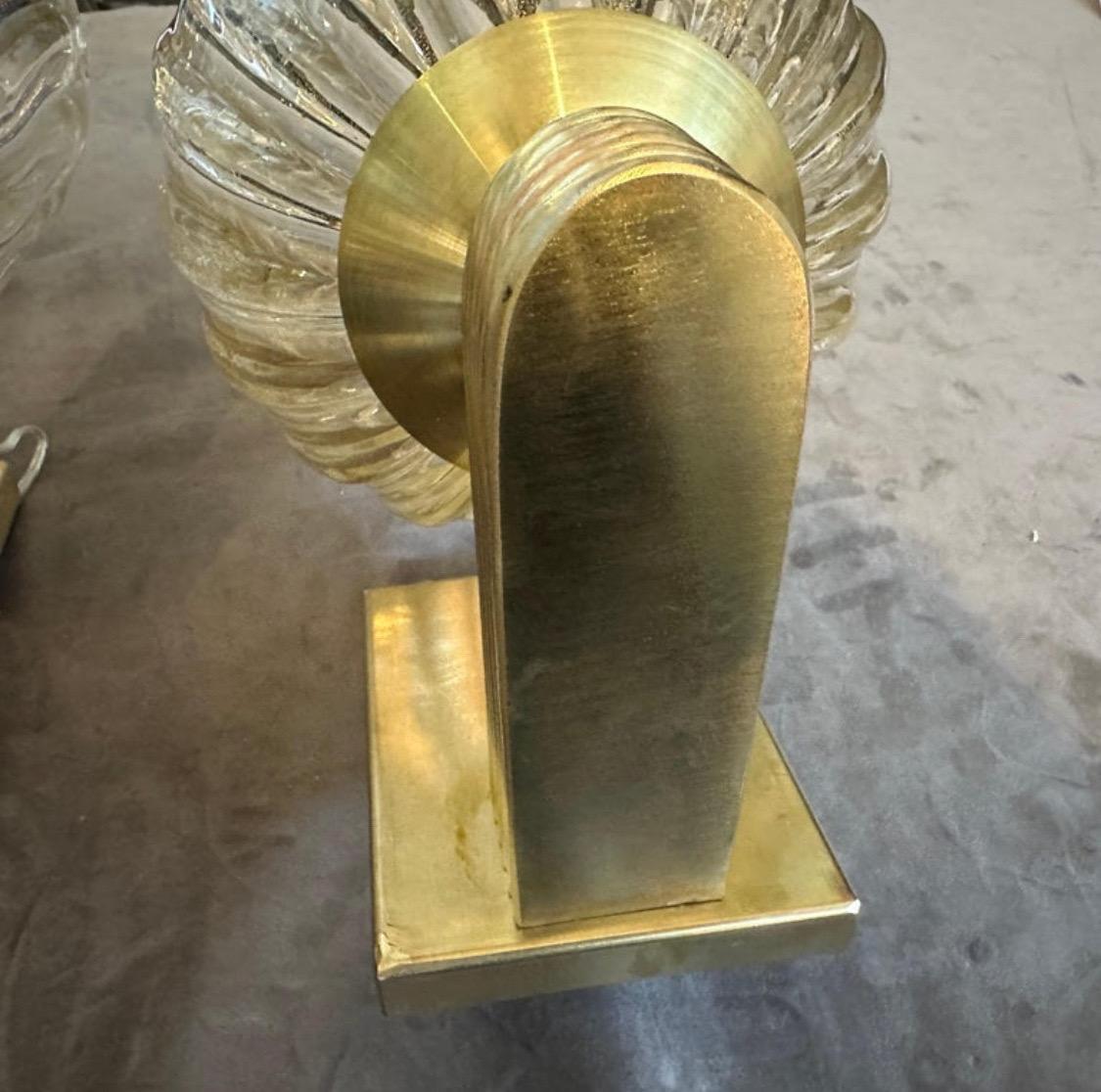 Italian A Pair of 21st Century Barovier Style Art Deco Murano Glass Wall Sconces For Sale