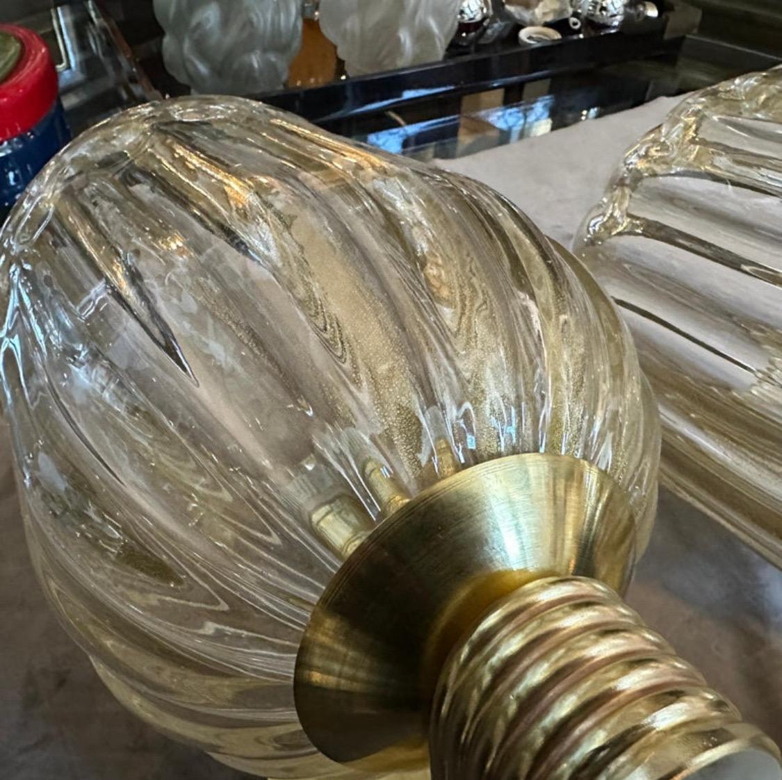 A Pair of 21st Century Barovier Style Art Deco Murano Glass Wall Sconces For Sale 2