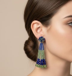 A Pair of 21st Century Coppola e Toppo Blue and Green Crystals Earrings