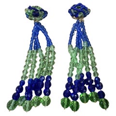 A Pair of 21st Century Coppola e Toppo Blue and Green Crystals Earrings A Pair of 21st Century Coppola e Toppo Blue and Green Crystals Earrings
