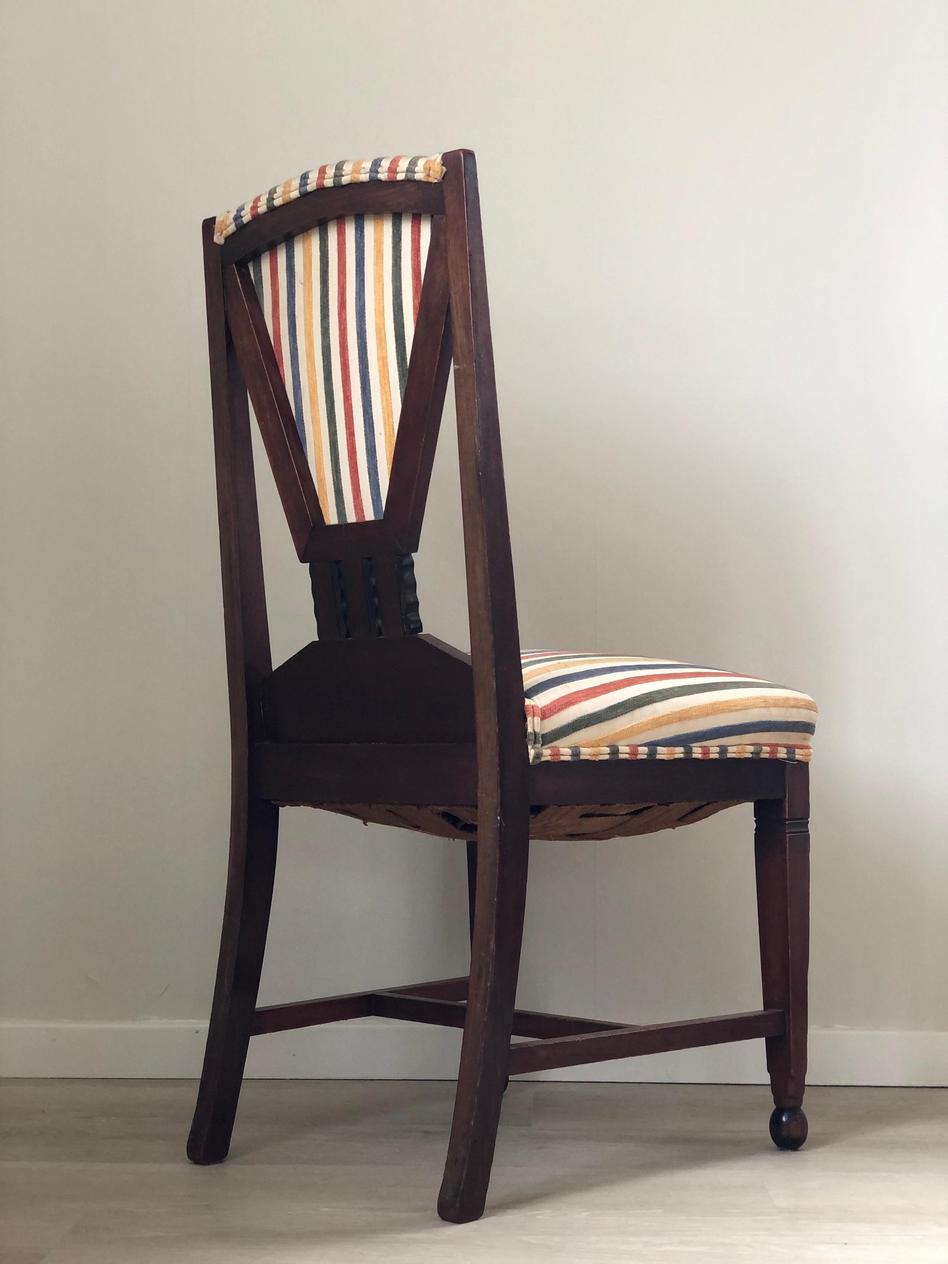 Hand-Carved A Pair of 4 Art Deco Amsterdam School ‘t Woonhuys Dining Chairs The Netherlands  For Sale