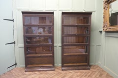 A Pair of 5 Stack Waterfall Oak Barristers Bookcases by Gunn