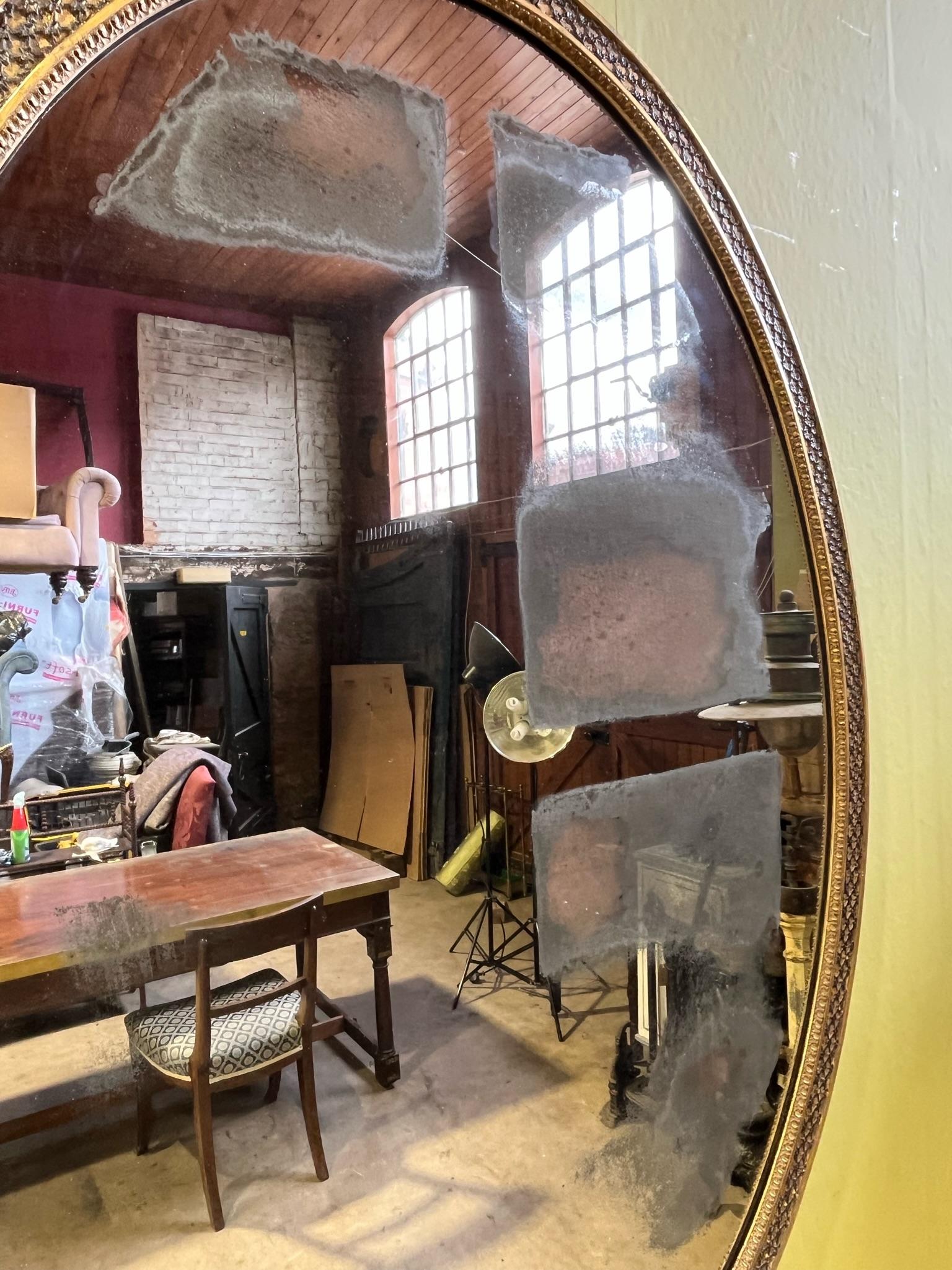 A pair of 6’6” 19th Century Country House Oval Mirrors In Good Condition For Sale In Ross-on-Wye, Herefordshire