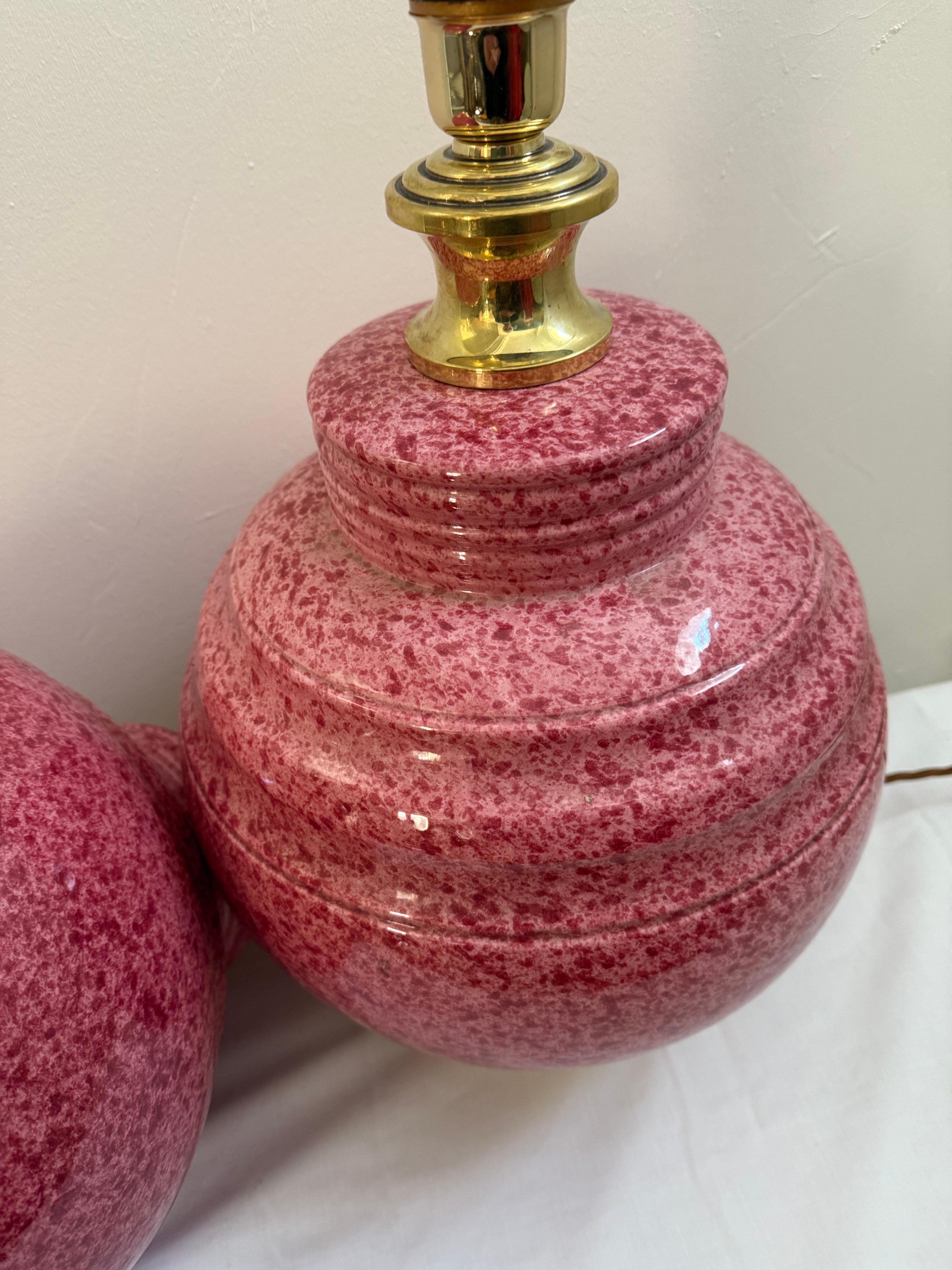 Italian A Pair Of 70's Ceramic Table Lamps Attributed To Tommaso Barbi For Sale