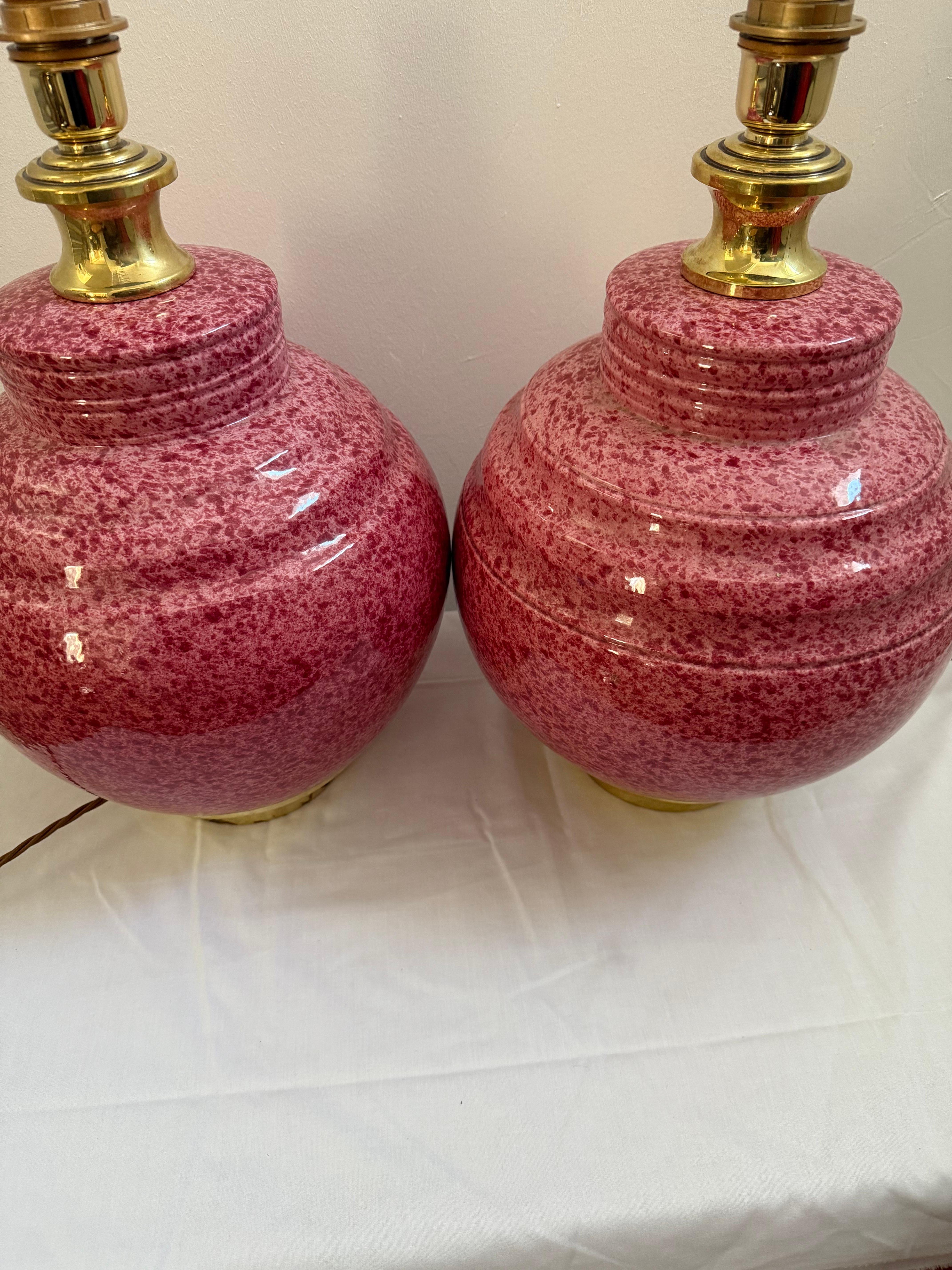 A Pair Of 70's Ceramic Table Lamps Attributed To Tommaso Barbi In Good Condition For Sale In London, GB