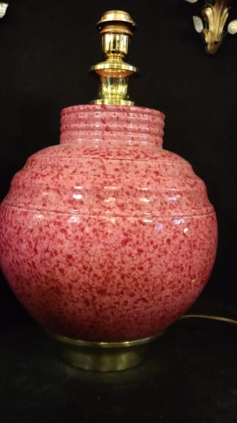 A Pair Of 70's Ceramic Table Lamps Attributed To Tommaso Barbi For Sale 1