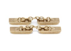 Pair of 9 Kt Yellow Gold "Gold Bar" Engine Turned Chain Link Cufflinks