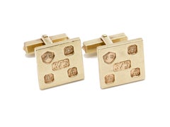 Pair of 9 Kt Yellow Gold "Hallmark" Cufflinks of Square Form