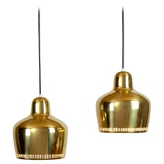 Pair of A330s Golden Bell Pendants by Alvar Aalto for Artek, 1960s at ...