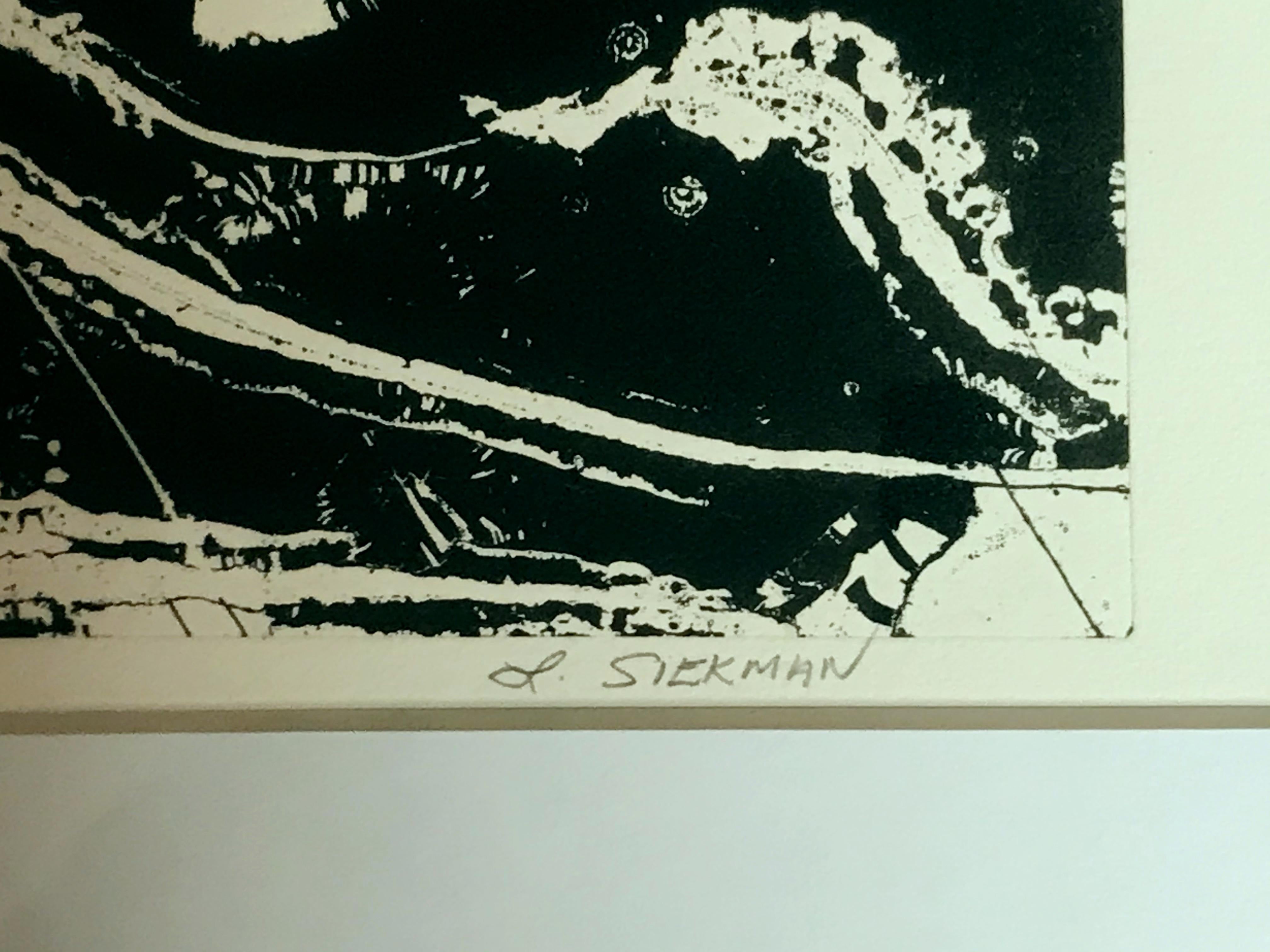 Famed Black & White Abstract Lithograph by Lucy Siekman, #3 In Excellent Condition For Sale In Pasadena, CA