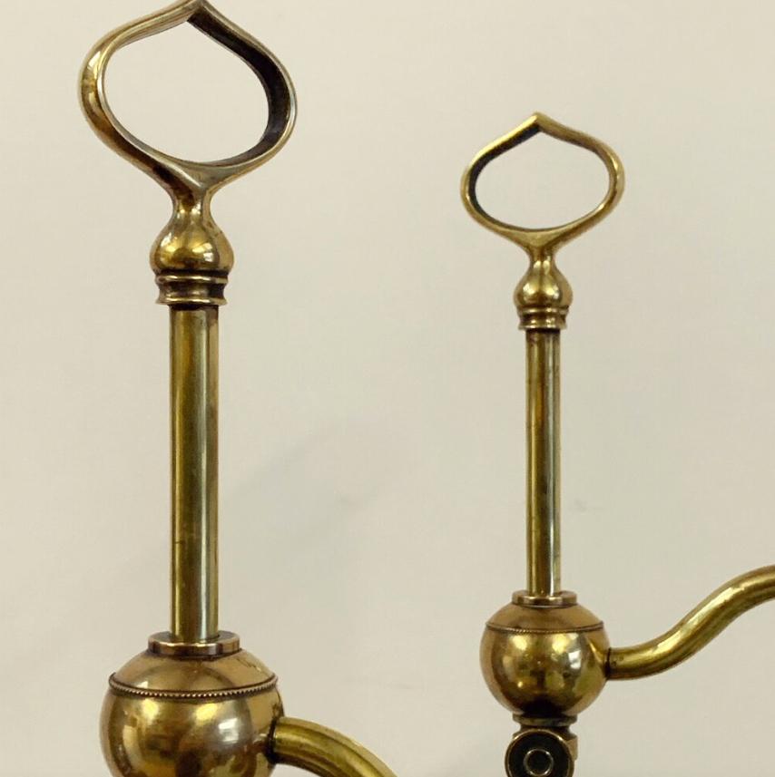 Other A Pair of Adjustable Brass Lamps For Sale