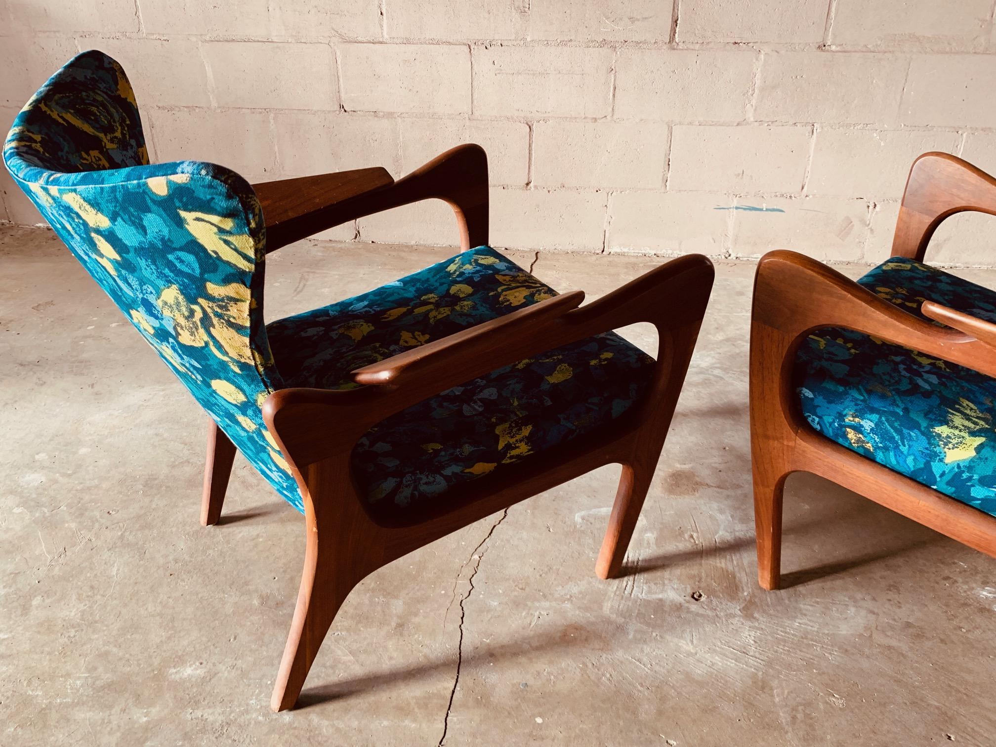 Mid-Century Modern Pair of Adrian Pearsall Armchairs with Sculptural Frames