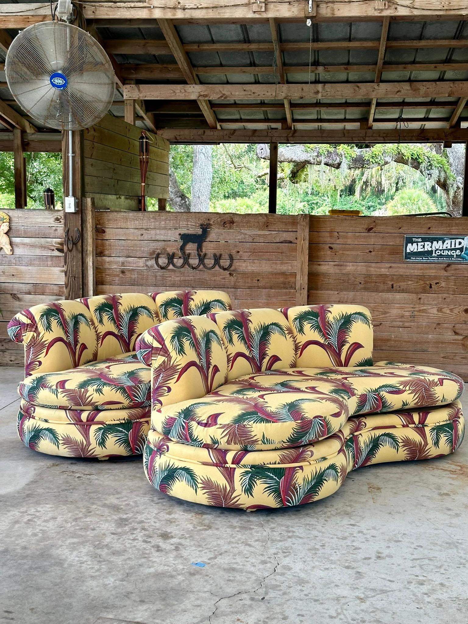 Hand-Crafted Exquisite Mid-Century Modern Pair of Adrian Pearsall Kidney Shaped Sofa