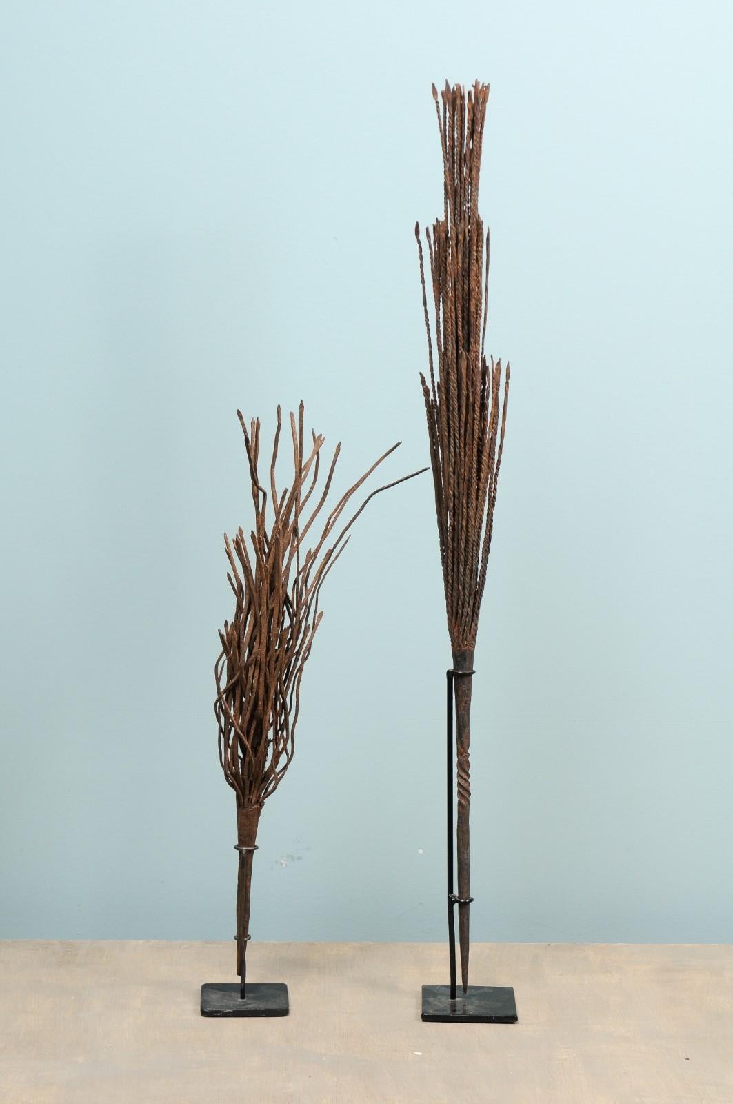 Pair of African Mumuye Rain Wands on Stands For Sale 4