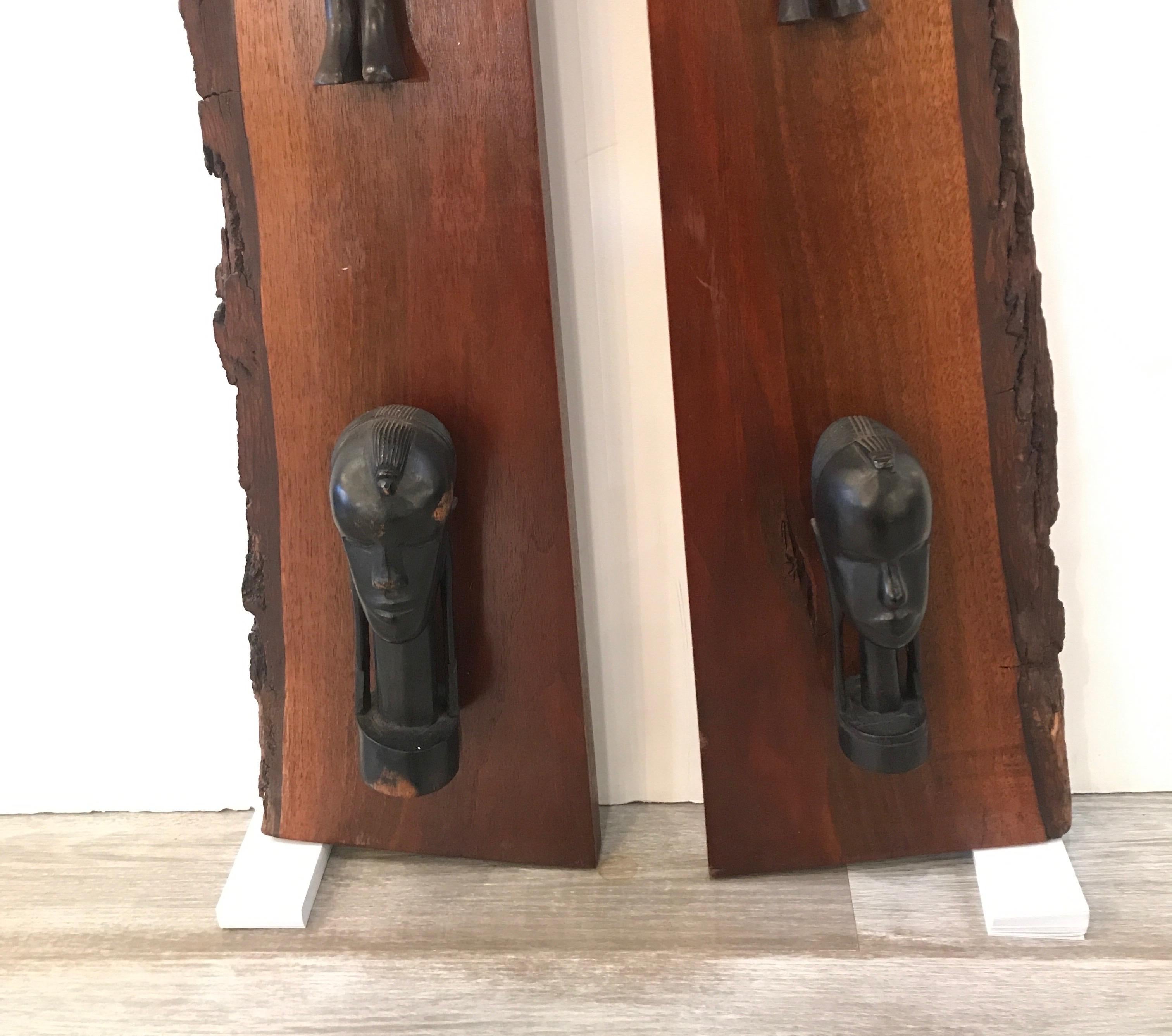 Pair of African Tribal Live Edge African Sculptural Panels In Good Condition For Sale In Lambertville, NJ