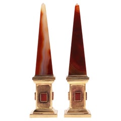 Pair of Agate Grand Tour Obelisks, Italy, Second Half of 19th Century