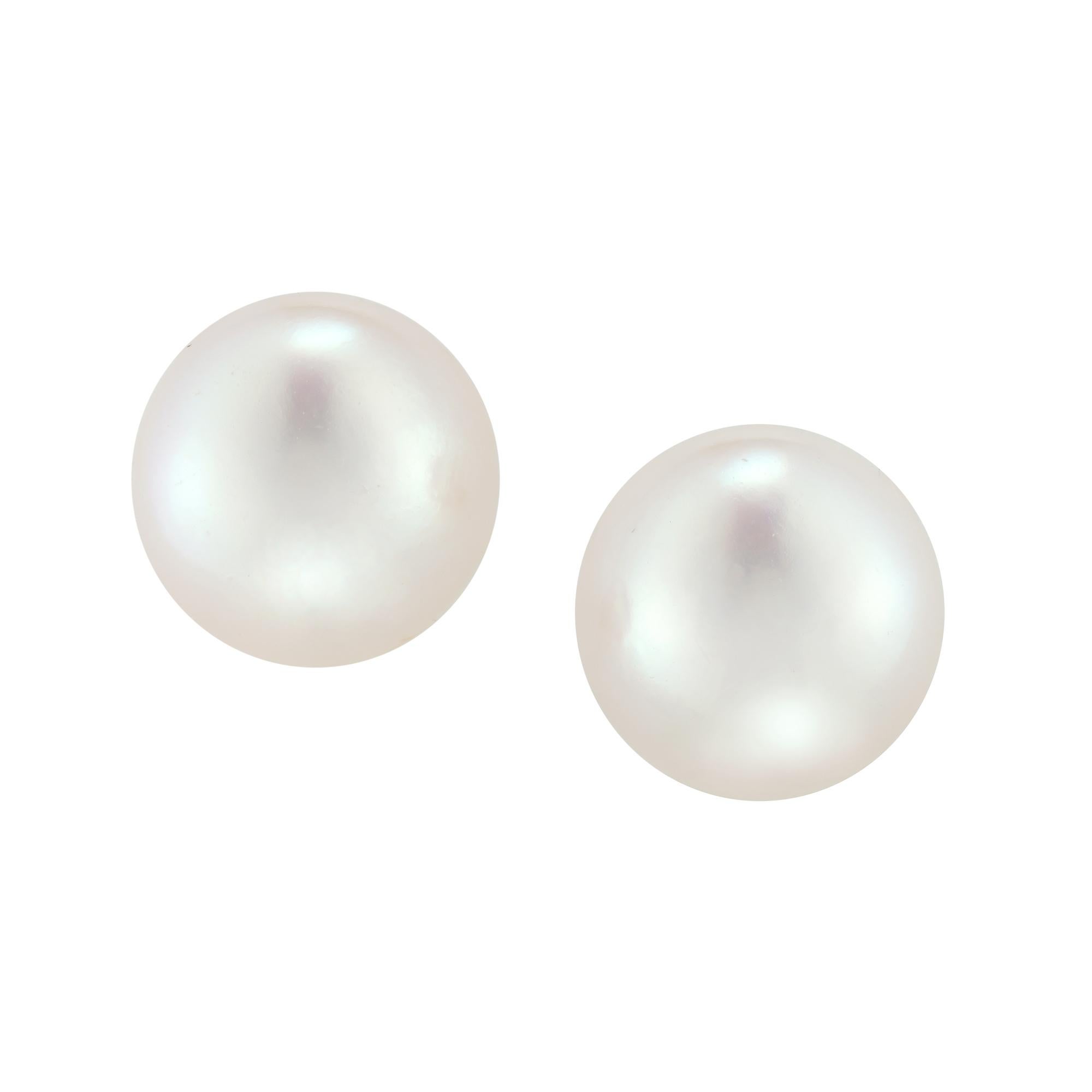 Modern Pair of Akoya Pearl Earrings