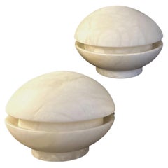 A Pair Of Alabaster Mid Century Modern Style Table Lamps