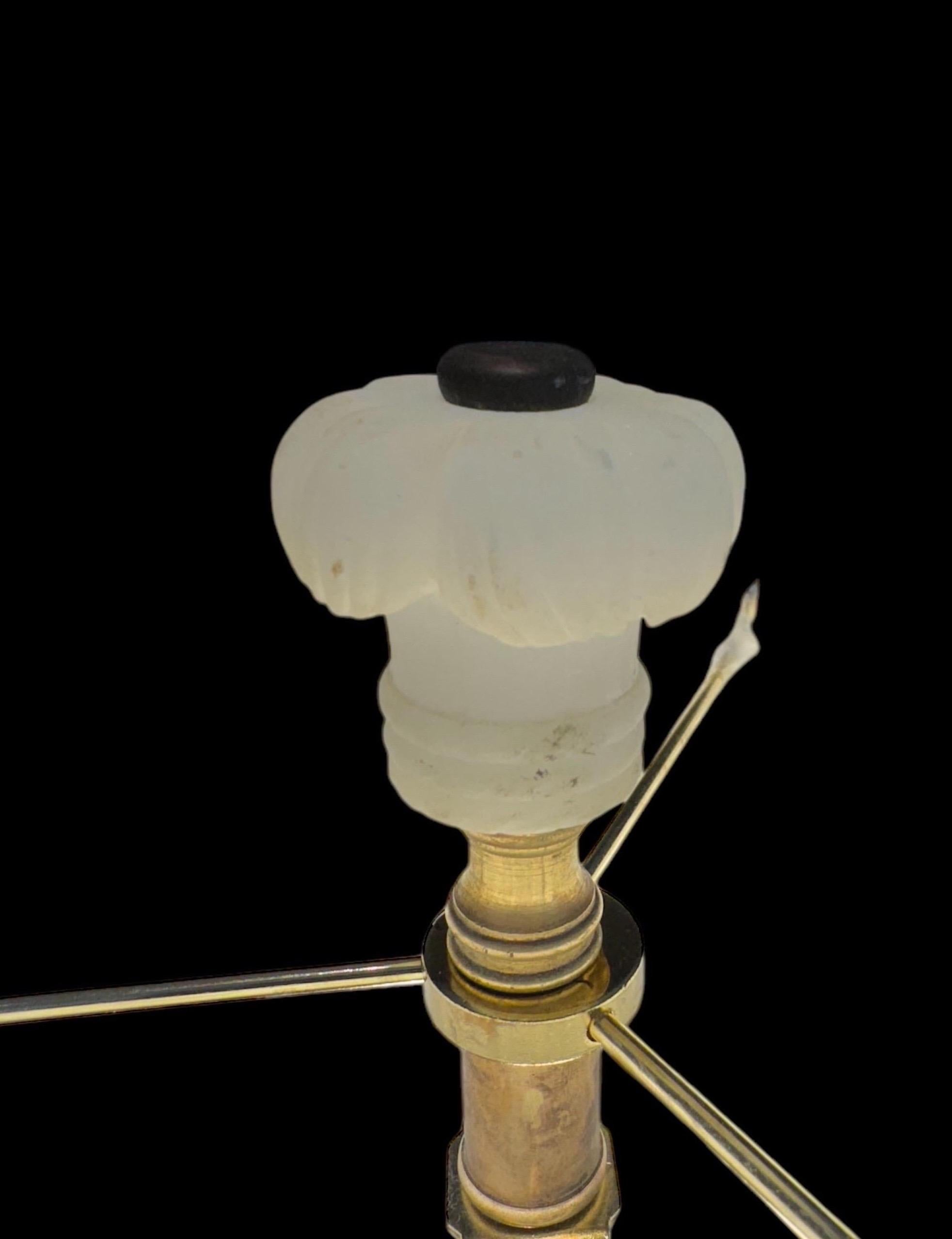 A Pair of Alabaster Palm Frond Lamps 8