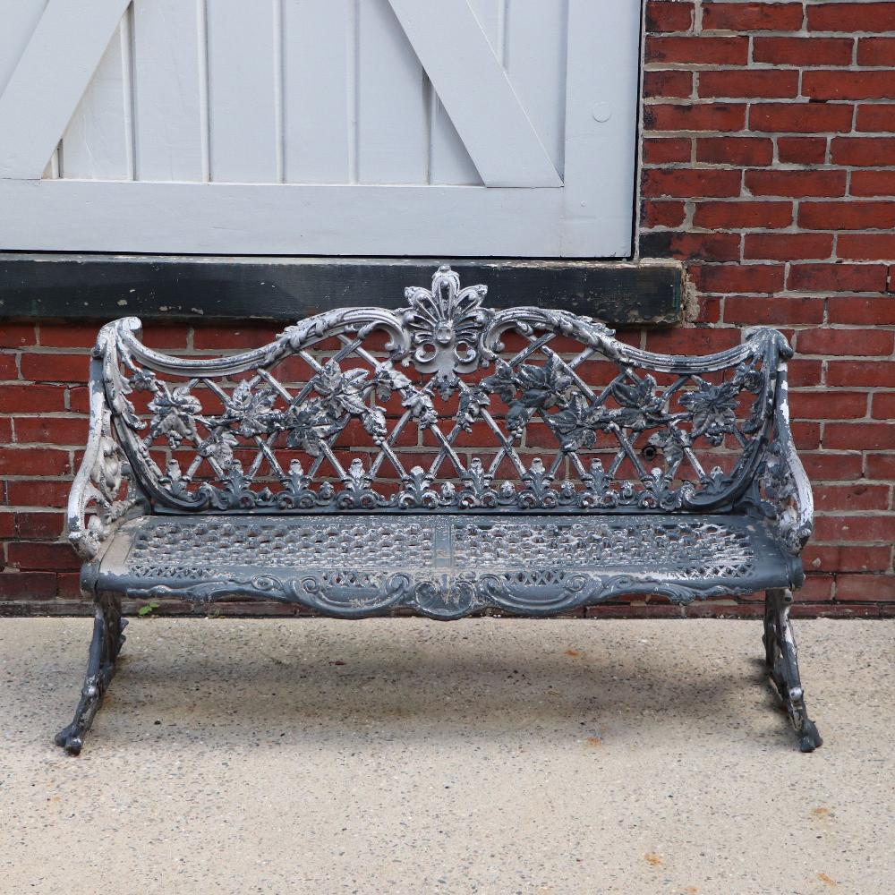 French A pair of aluminum sleigh form garden benches circa 1950. For Sale