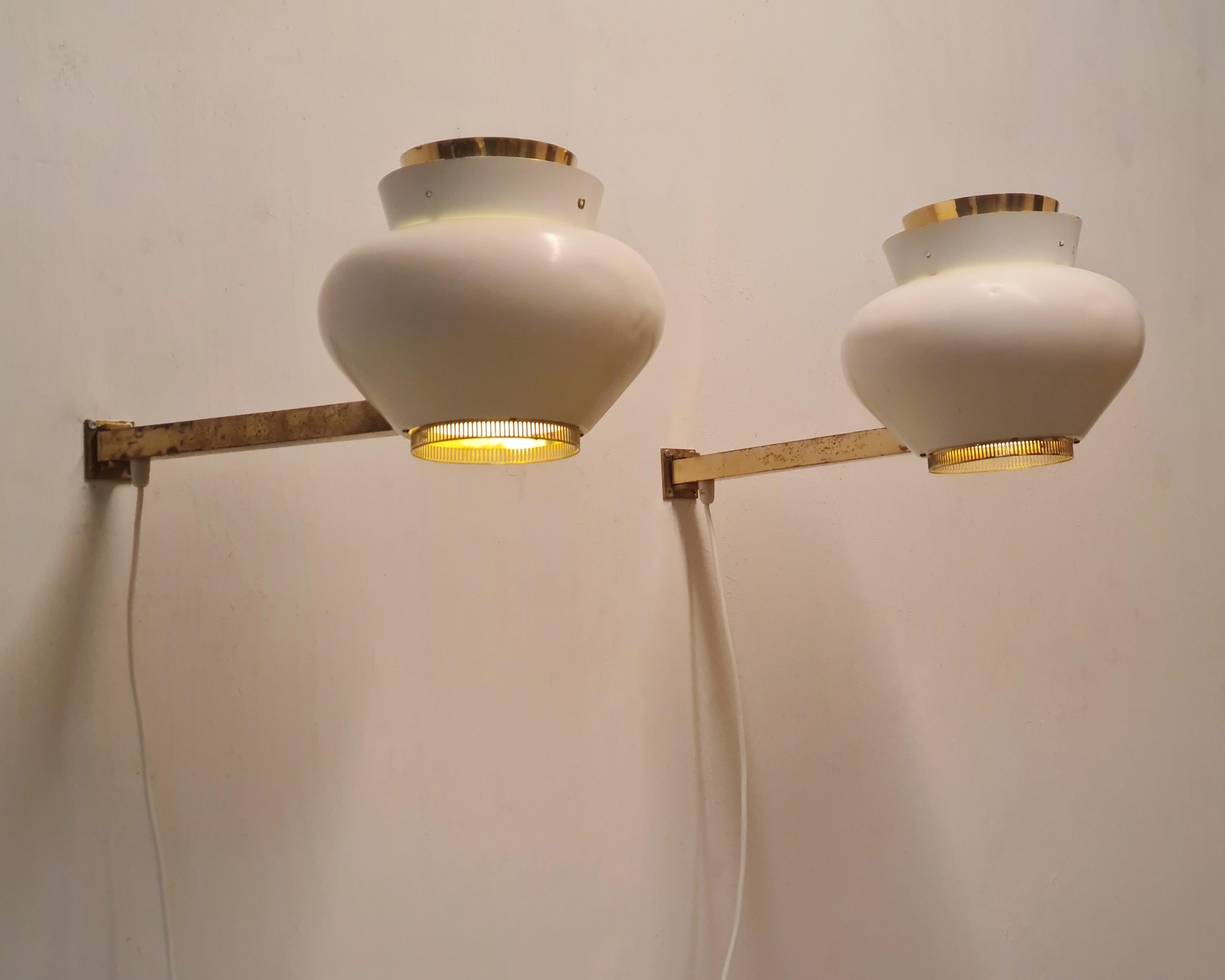 A Pair of Alvar Aalto Commissioned Wall Lamps, Valaistustyö 1950s For Sale 10
