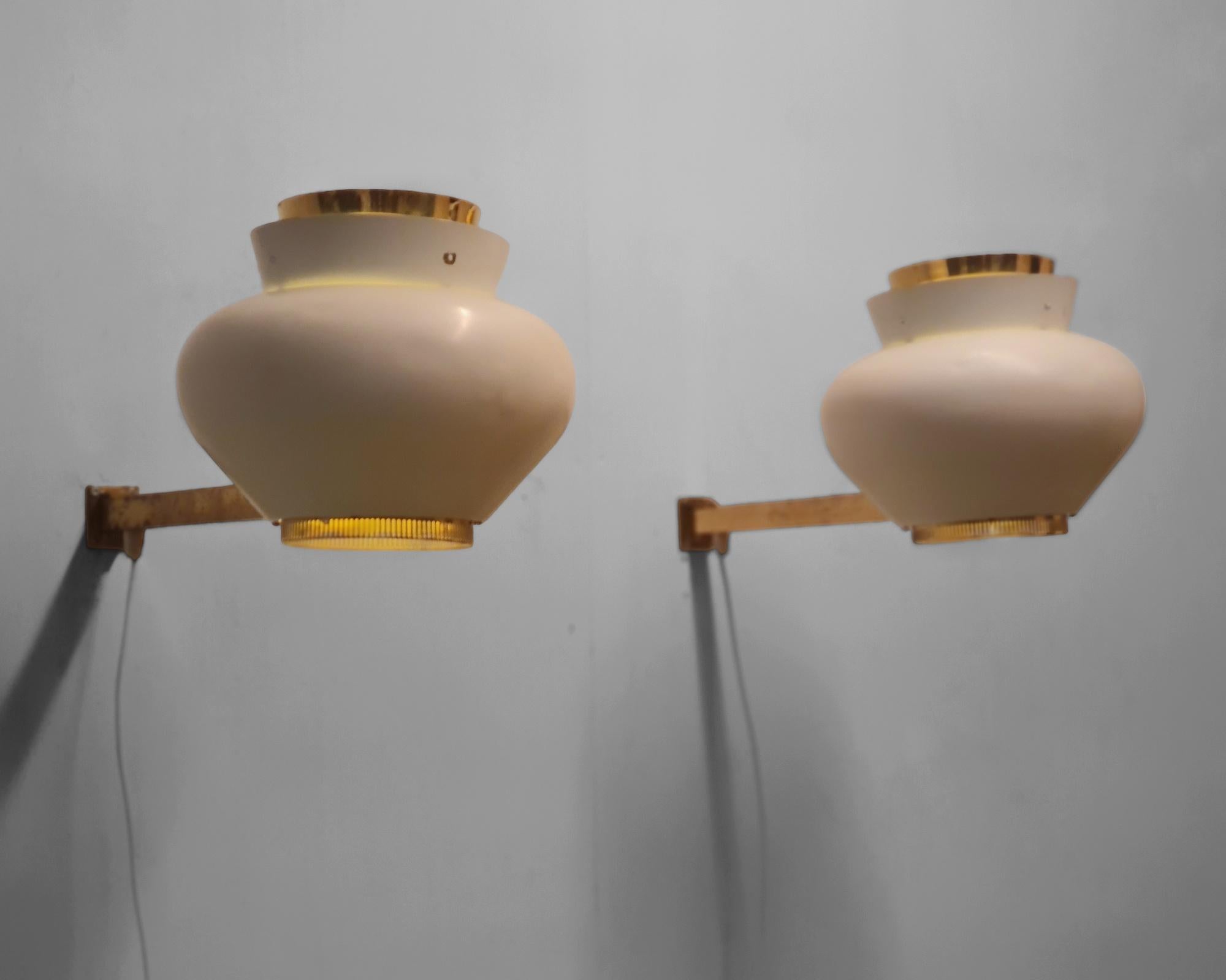 A Pair of Alvar Aalto Commissioned Wall Lamps, Valaistustyö 1950s For Sale 12