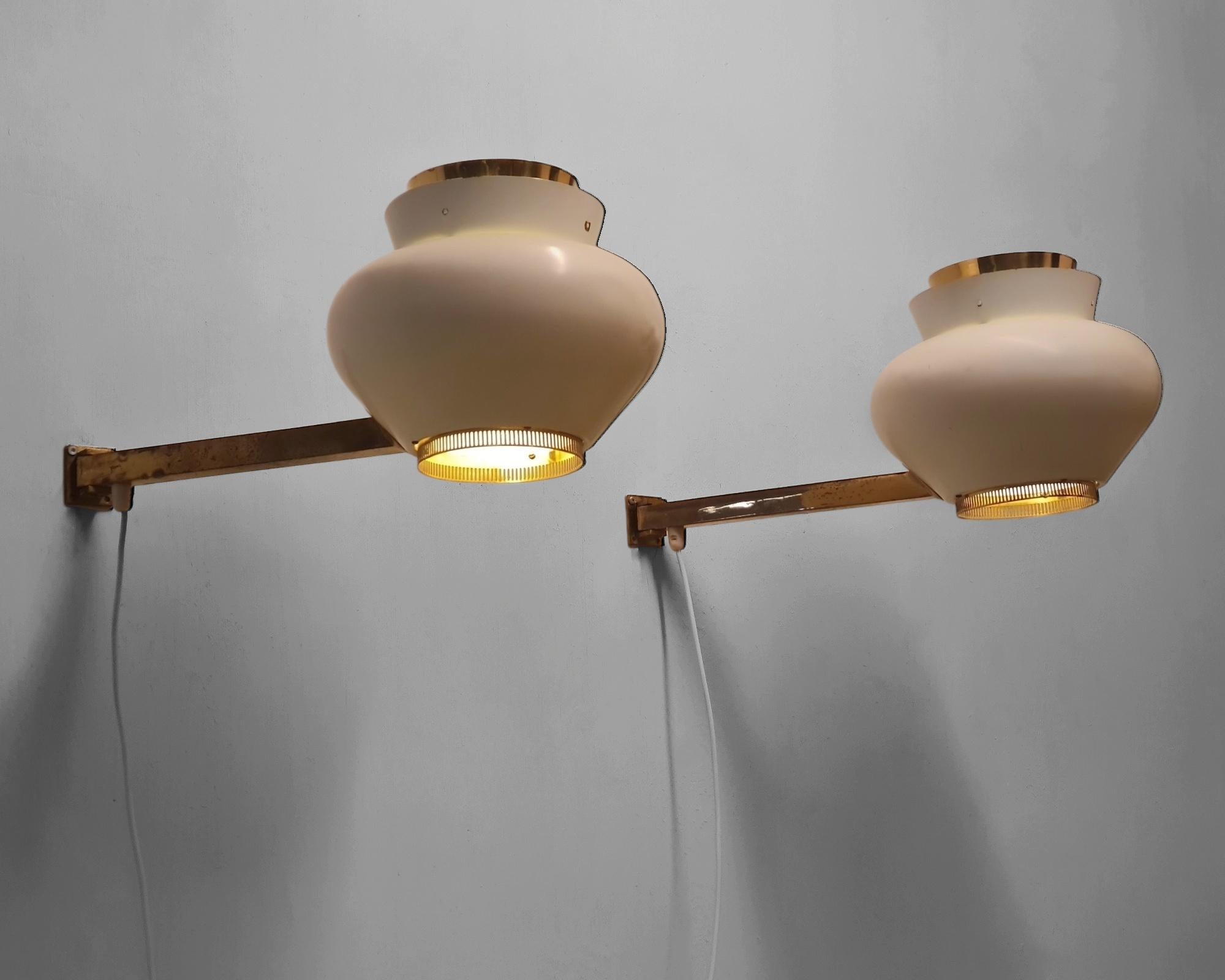 A Pair of Alvar Aalto Commissioned Wall Lamps, Valaistustyö 1950s For Sale 13