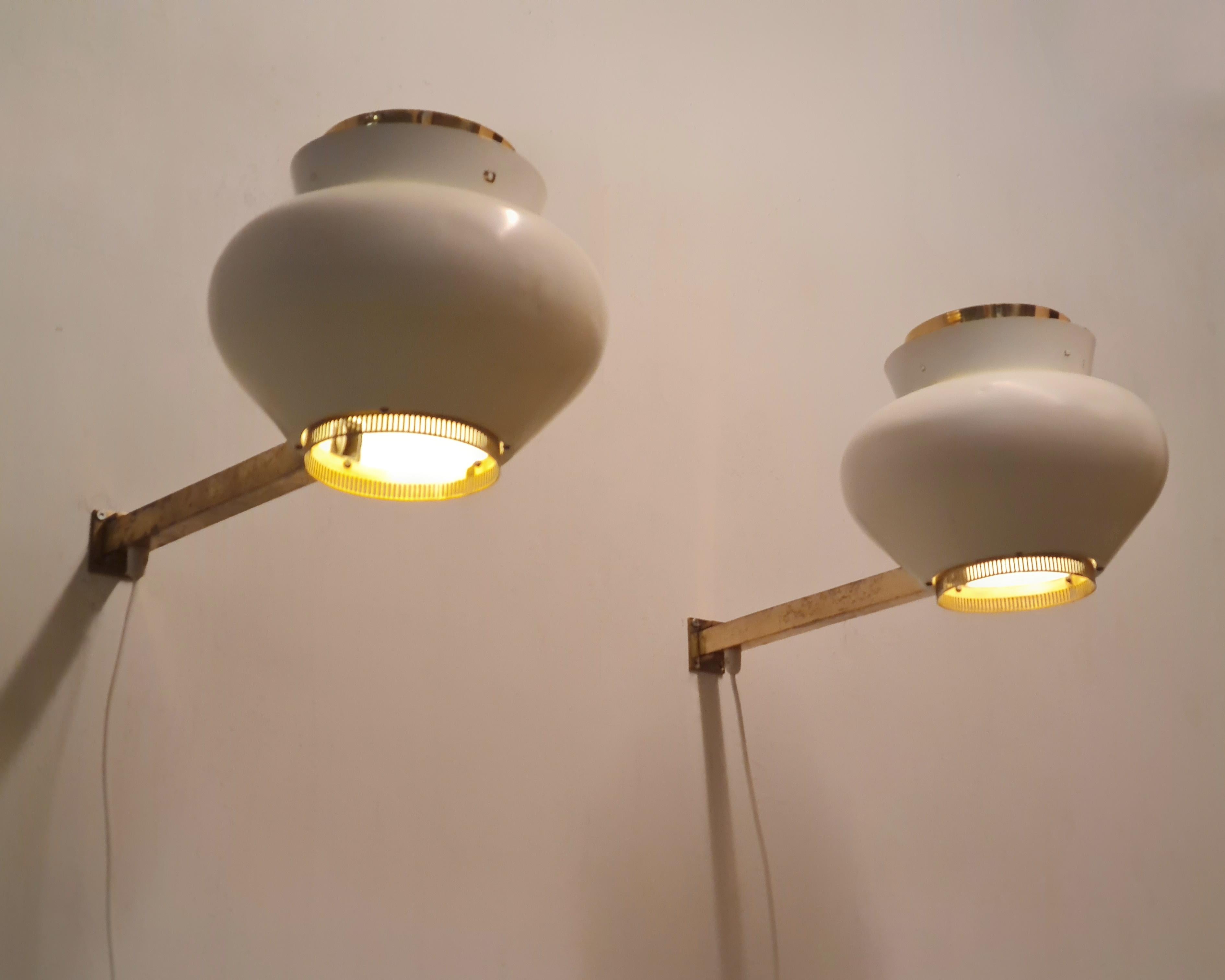 Scandinavian Modern A Pair of Alvar Aalto Commissioned Wall Lamps, Valaistustyö 1950s For Sale