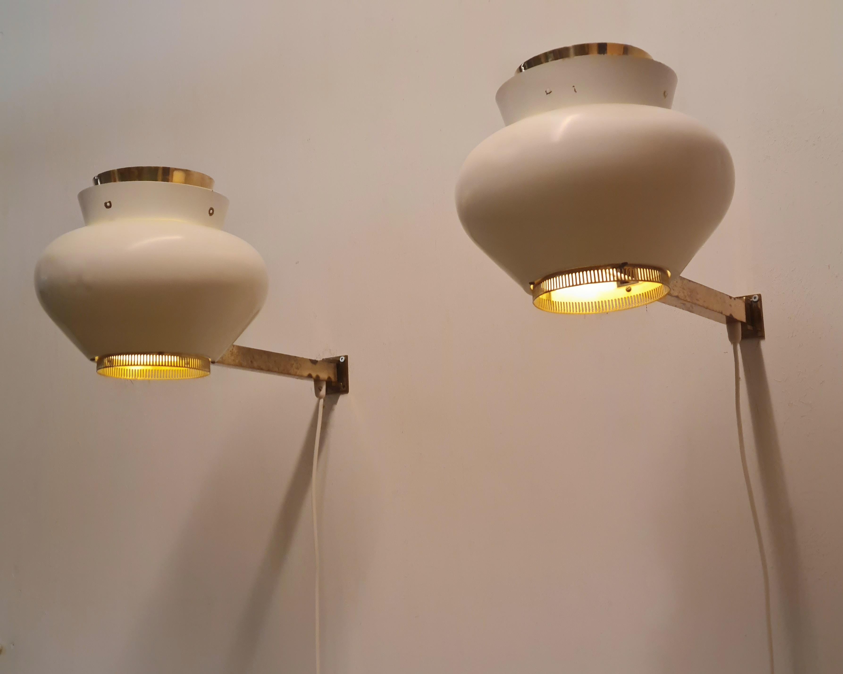 Finnish A Pair of Alvar Aalto Commissioned Wall Lamps, Valaistustyö 1950s For Sale