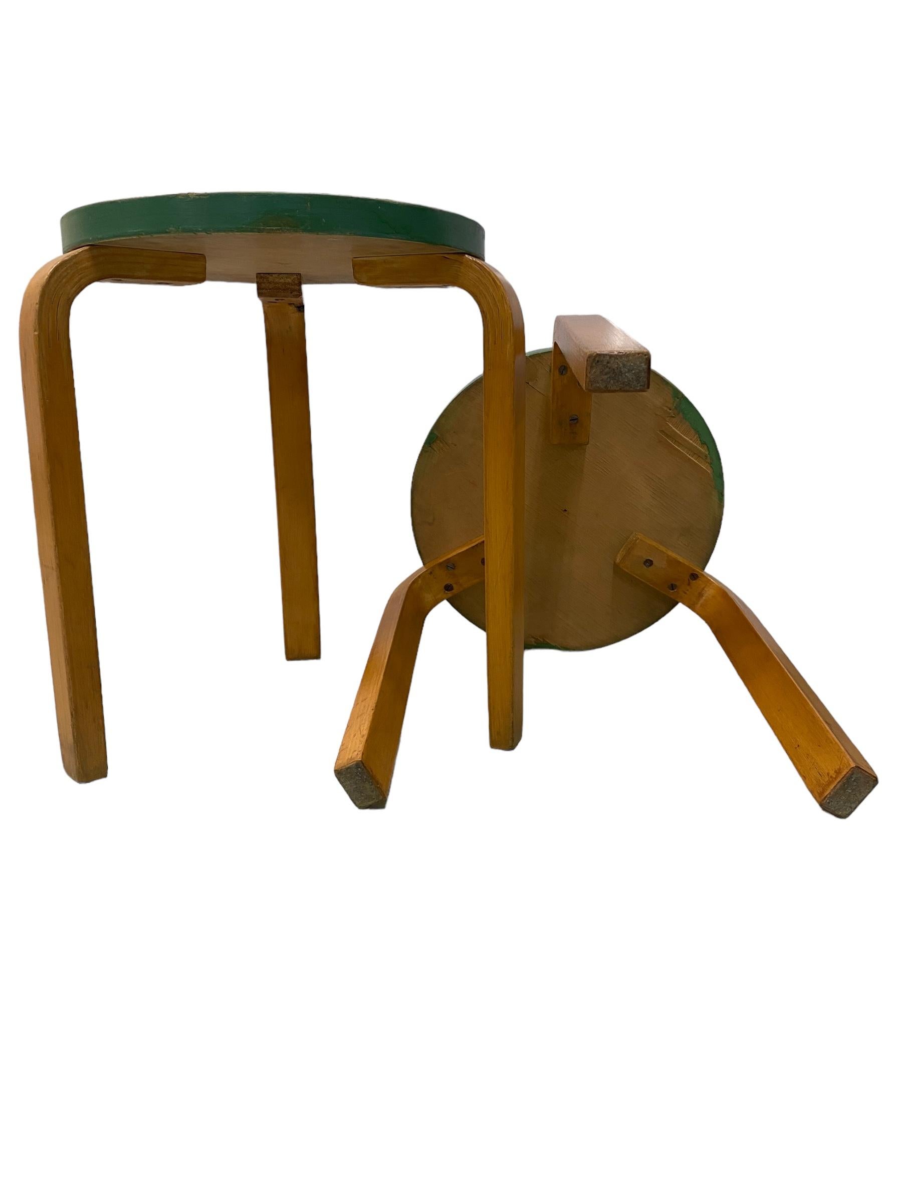 A pair of Alvar Aalto Stackable Stools Model 60 For Sale 1