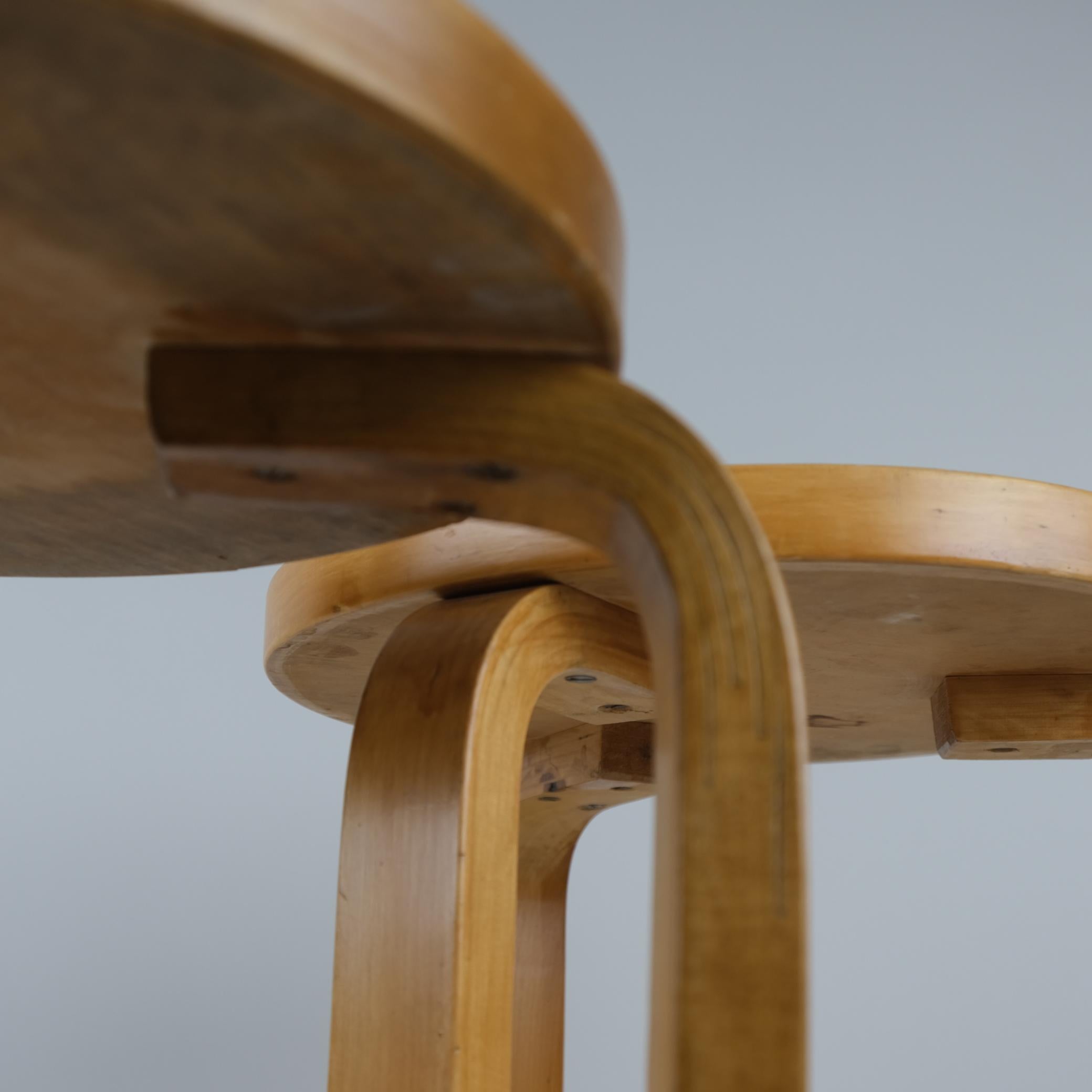 A Pair of Alvar Aalto Stools Model no 60, Black Laminate, Artek 1950s For Sale 1