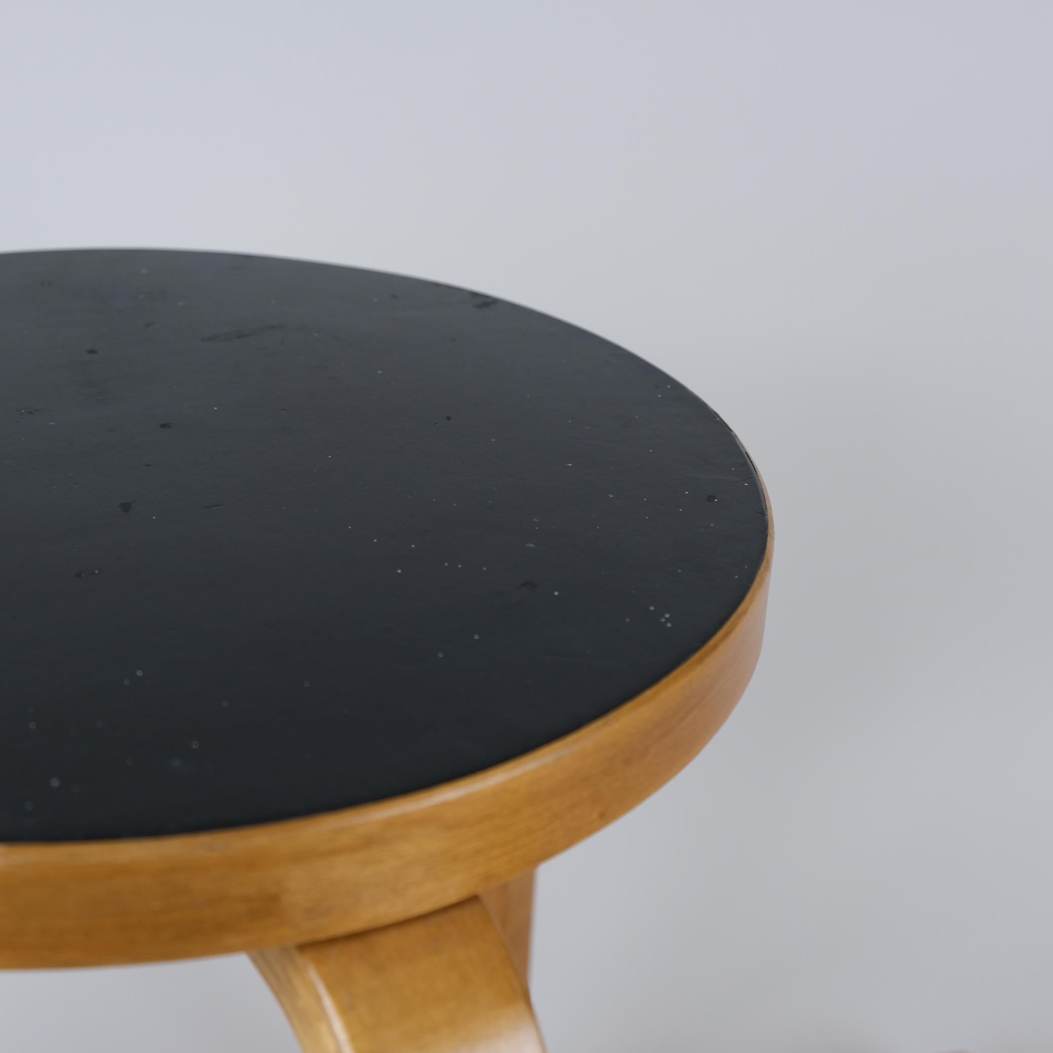 Mid-20th Century A Pair of Alvar Aalto Stools Model no 60, Black Laminate, Artek 1950s For Sale