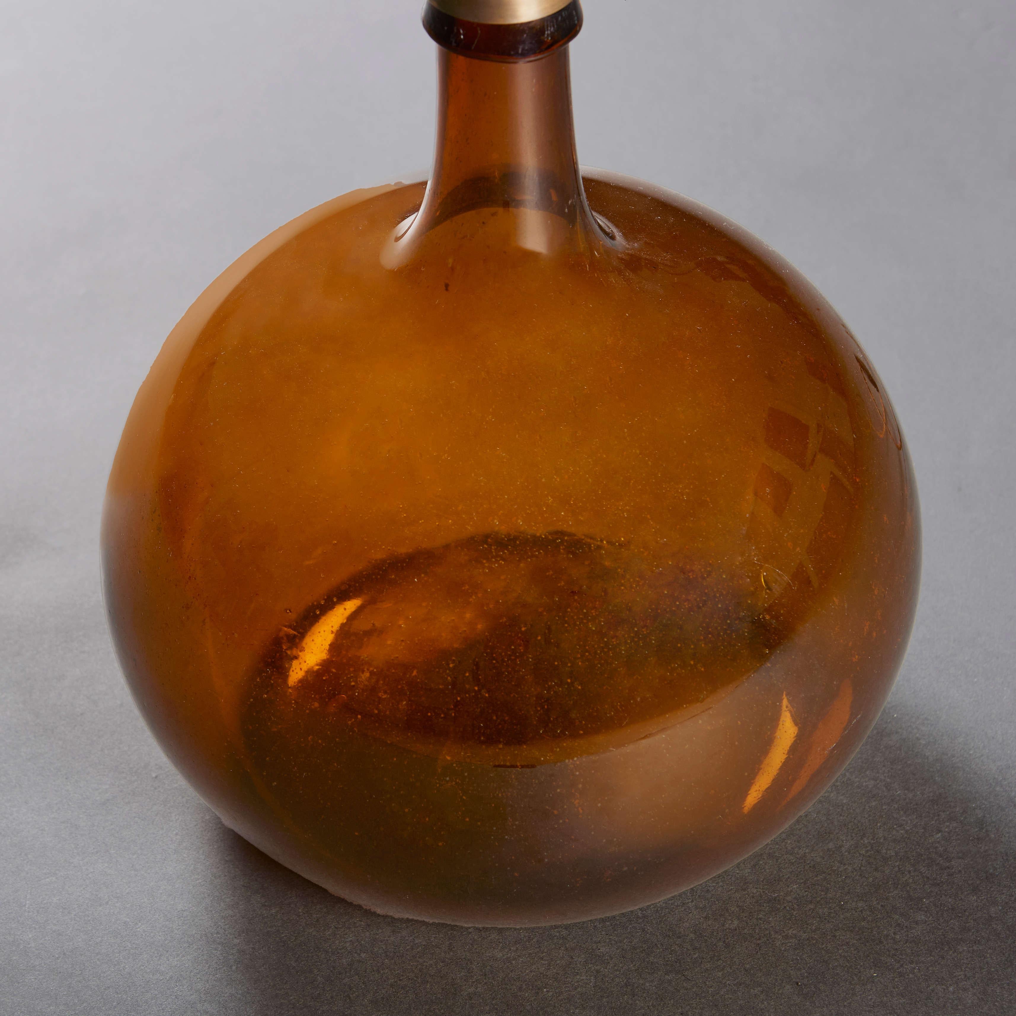 A Pair Of Amber Glass Vessels As Lamps  In Good Condition In London, GB